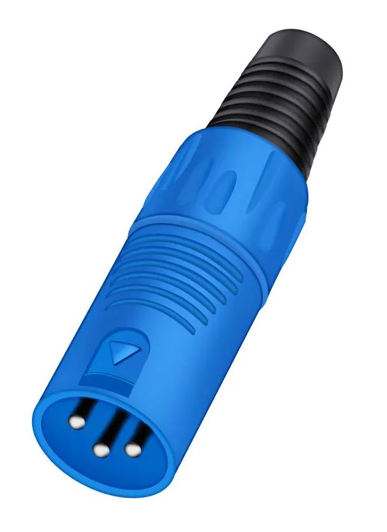 XLR 3-pin connector male C1038M blauw kunststof